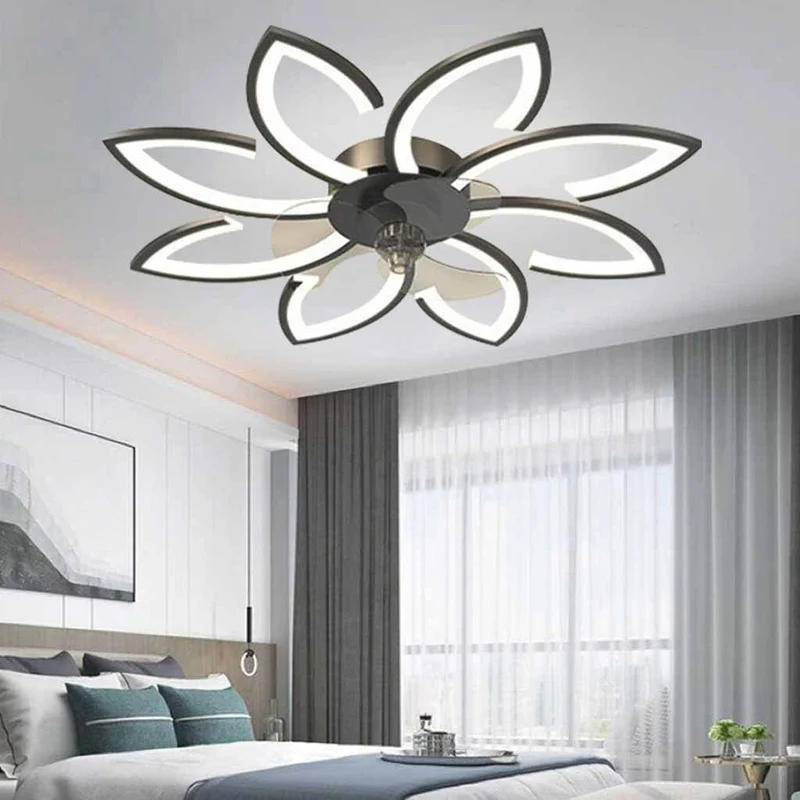 Flower Ceiling Fan with Light Semi-Flush, 3 Colors