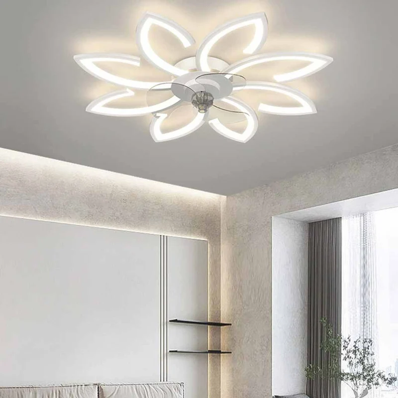 Flower Ceiling Fan with Light Semi-Flush, 3 Colors