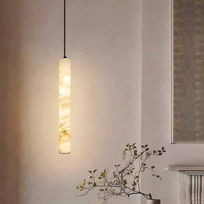 Cylinder Pendant Light Marble Tube Vertical LED