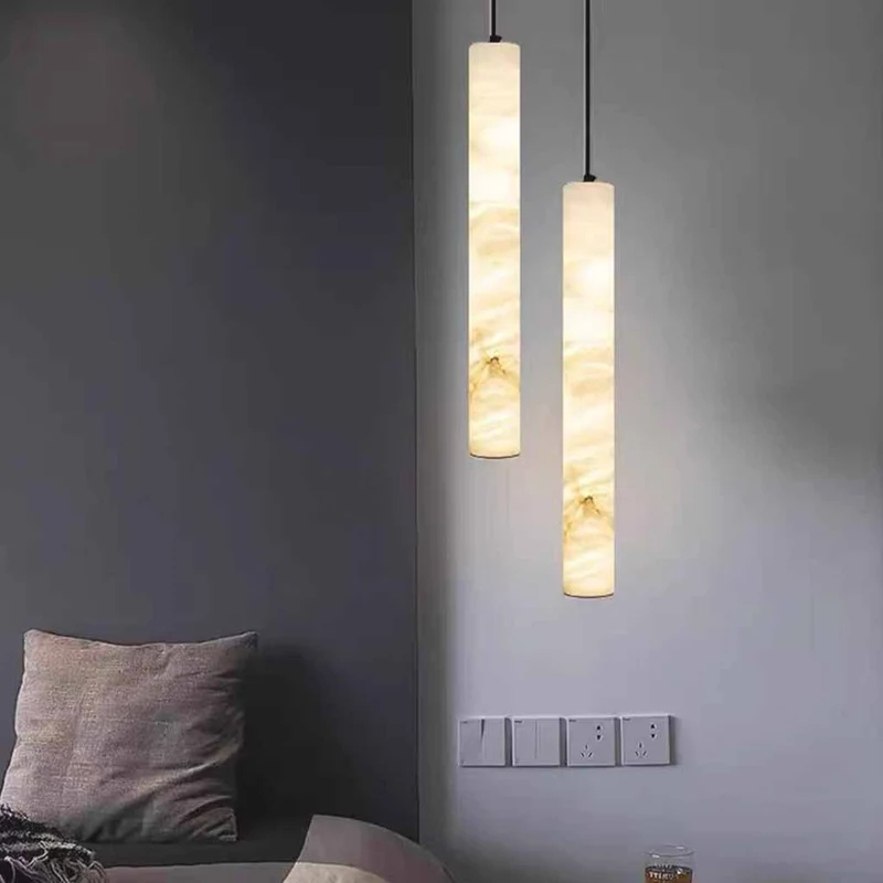 Cylinder Pendant Light Marble Tube Vertical LED