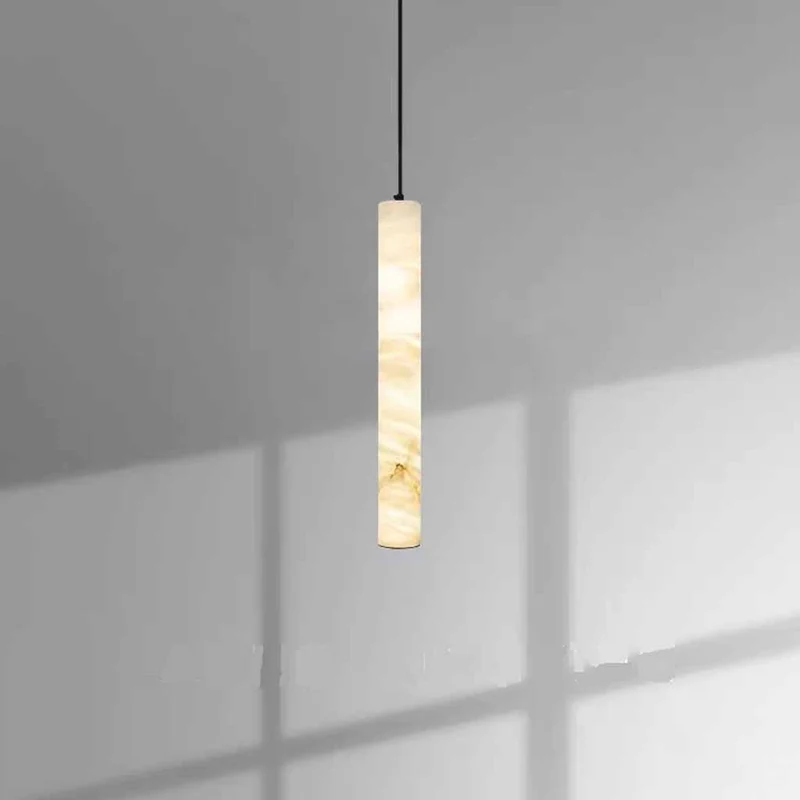Cylinder Pendant Light Marble Tube Vertical LED