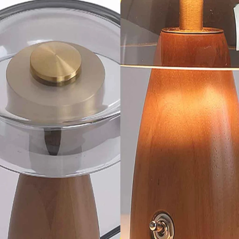Glass Shade Table Lamp Smoked Grey LED