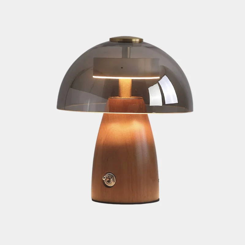 Glass Shade Table Lamp Smoked Grey LED