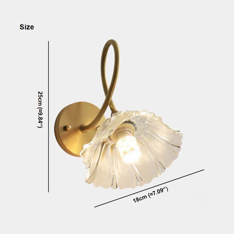Lotus Wall Sconce Lamp French Brass Glass Flower
