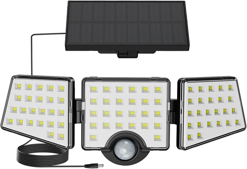 Lepro Solarlampe für Außen mit Bewegungsmelder, 3 Verstellbarer Kopf 1200LM 72 LED Solar Aussenleuchte, Solar Außenleuchte IP65 Wasserdicht, Wandleuchte 270 ° Winkel 360 Drehbar für Garten, Balkon