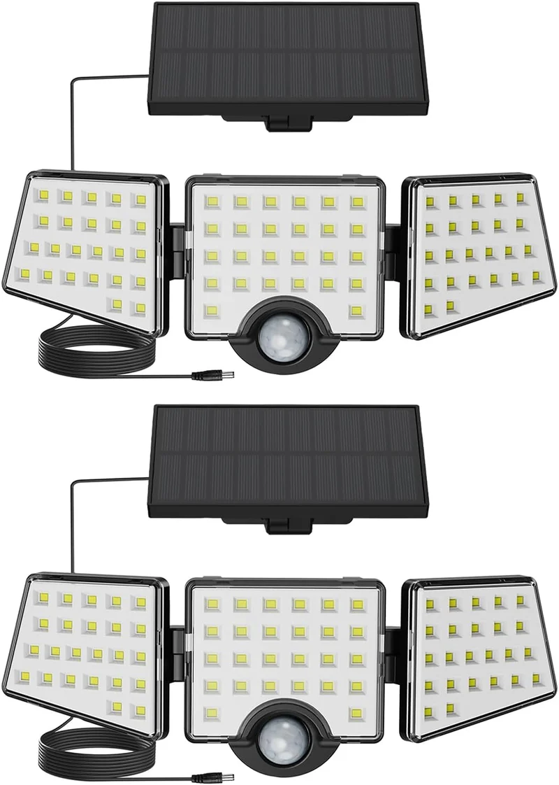 Lepro Solarlampe für Außen mit Bewegungsmelder, 3 Verstellbarer Kopf 1200LM 72 LED Solar Aussenleuchte, Solar Außenleuchte IP65 Wasserdicht, Wandleuchte 270 ° Winkel 360 Drehbar für Garten, Balkon
