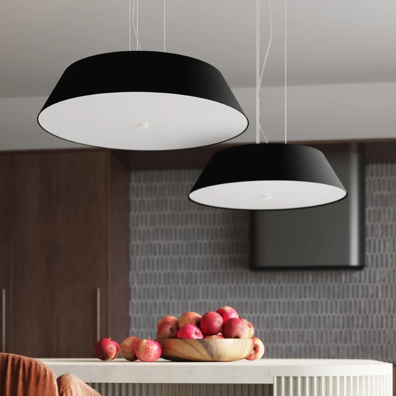 Minimalistische schwarze Stoff-Deckenleuchte für Wohnzimmer – Orphéa