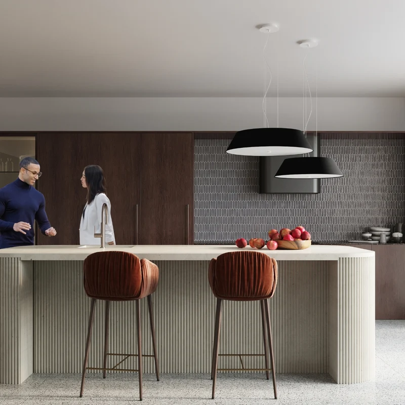 Minimalistische schwarze Stoff-Deckenleuchte für Wohnzimmer – Orphéa