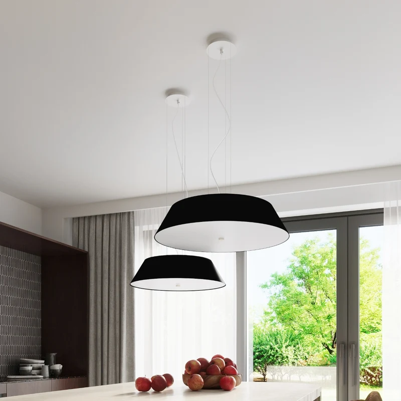 Minimalistische schwarze Stoff-Deckenleuchte für Wohnzimmer – Orphéa