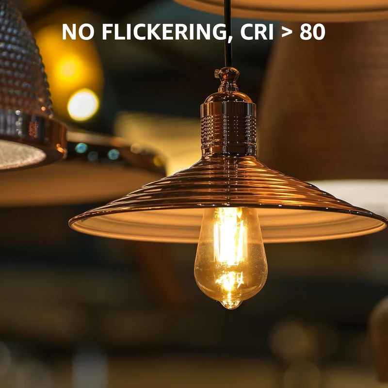 Lepro E27 LED Vintage Glühbirne, 4.8Watt 470 Lumen Birne, Ersetzt 40W ST64 Retro Lampe, 2500Kelvin Warmweiß E27 Retro Beleuchtung, 360° Led Filament, 6er Stück