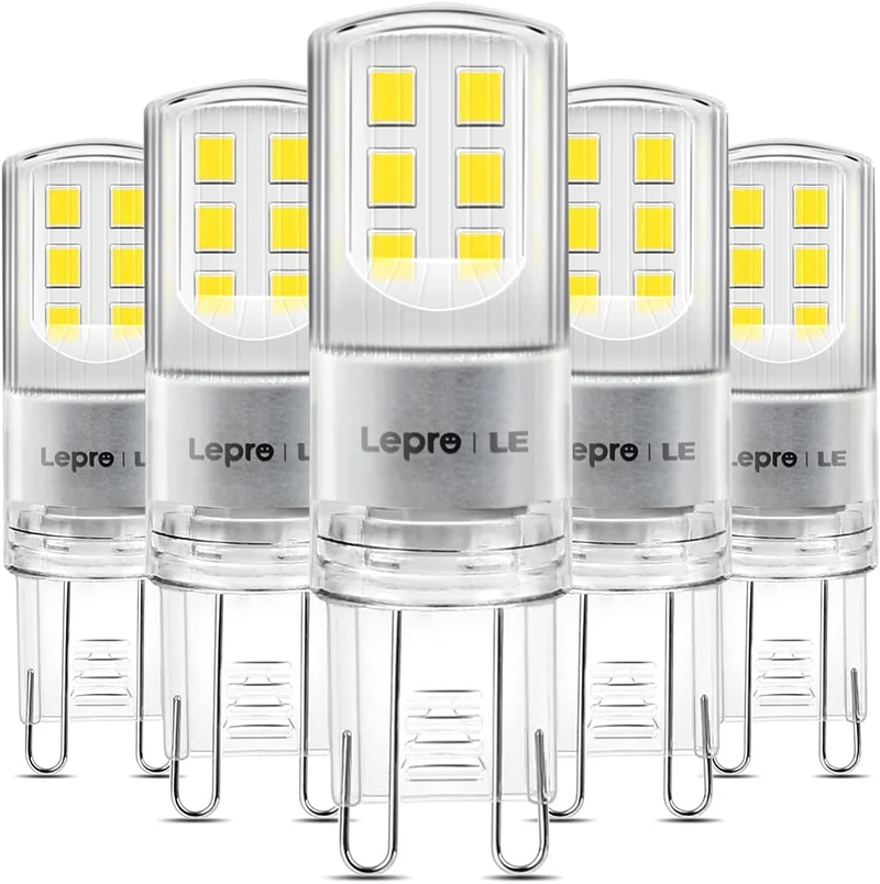Lepro 2.6W G9 LED Lampe 320 Lumen, Kein Flackern, 6000k kaltweiß G9 LED Leuchtmittel Ersatz 30W G9 Halogenlampe, 300° Abstrahlwinkel, nicht dimmbar 5er Pack