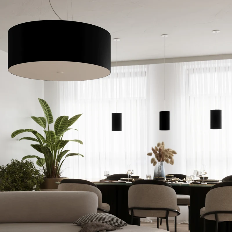 Minimalistische schwarze Deckenleuchte Wohnzimmer – Elarion