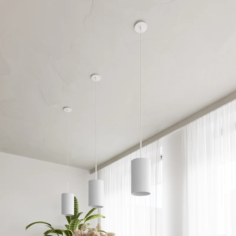 Minimalistische Deckenleuchte aus weißem Stoff für Wohnzimmer – Arvenis