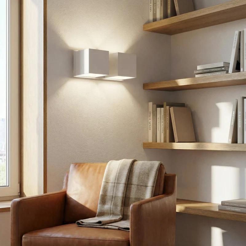 Moderne Wandleuchte aus weißem Aluminium – Asterion