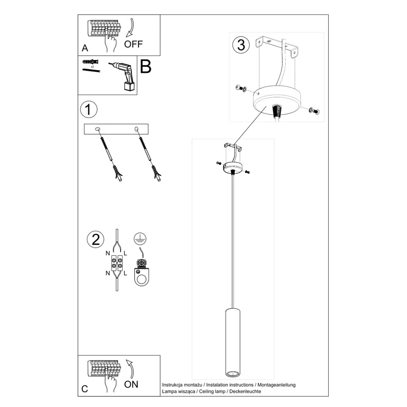 Industrielle graue Betontube-Hängelampe – Caldris