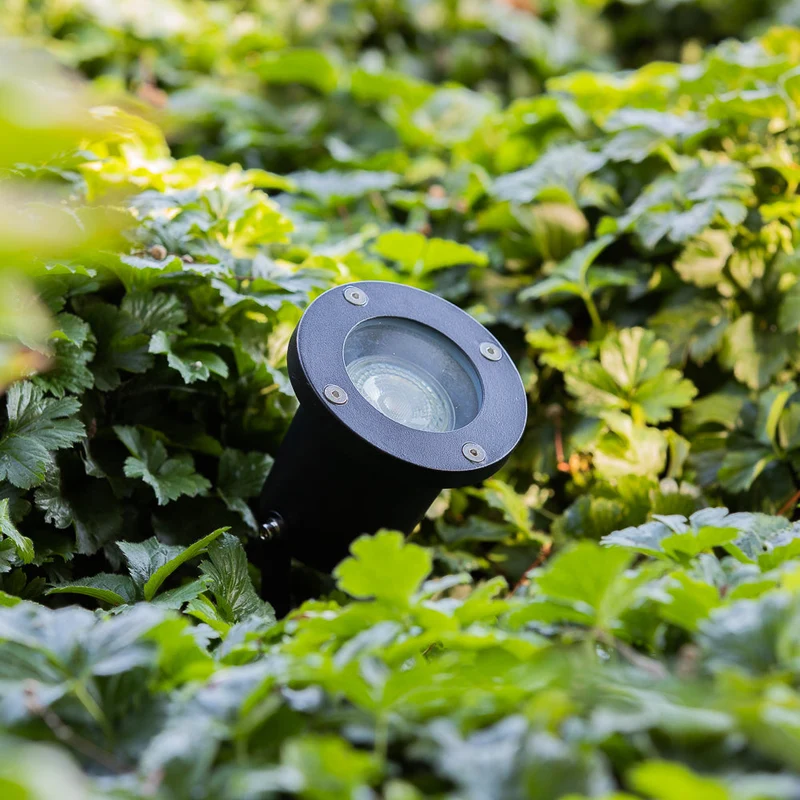 3-teiliges Set | Gartenstrahler GU10 | Komplettset | Inkl. 3x PHILIPS Strahler | Kabellos dimmbar mit Fernbedienung