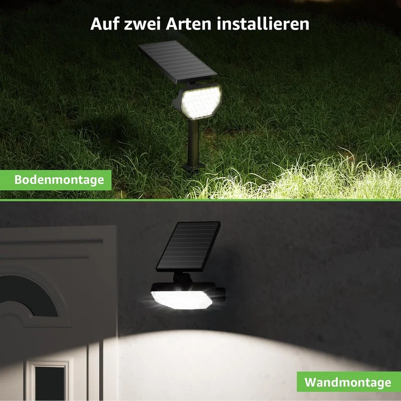 Lepro Solarlampen für Außen Garten, IP65 Solar Gartenleuchten mit Drehbaren Solar Panel, 2-in-1 Solarleuchten mit 2 Beleuchtungsmodi, 43LED Solar Strahler Wegeleuchten Aussen, 2 Stück, Kaltweiß