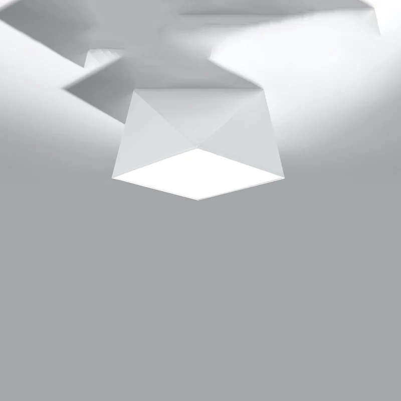Moderner weißer geometrischer Deckenleuchter für Wohnzimmer – Modell Hexandor