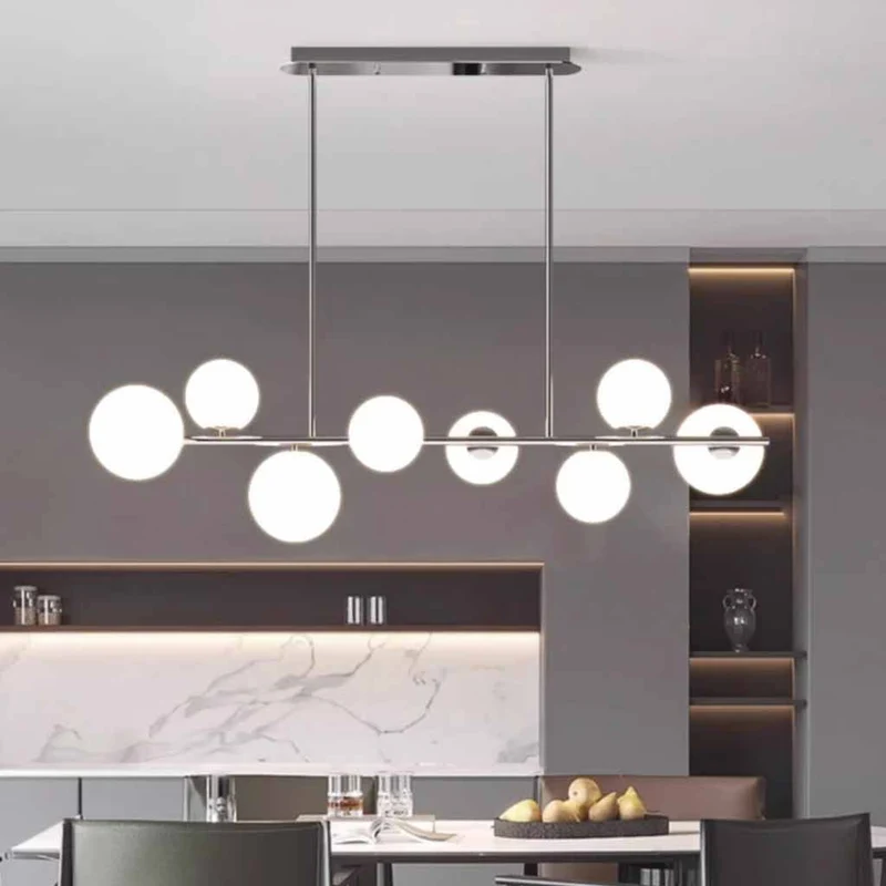 Linear Globe Pendant Light, Chrome / Black