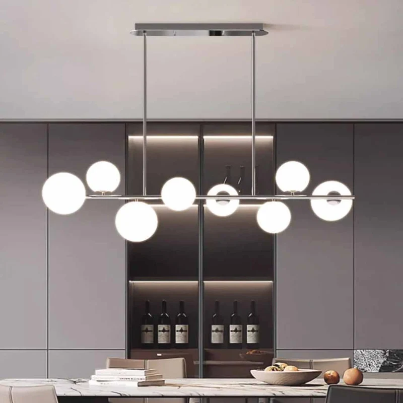 Linear Globe Pendant Light, Chrome / Black