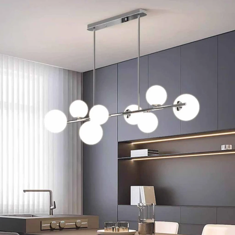 Linear Globe Pendant Light, Chrome / Black