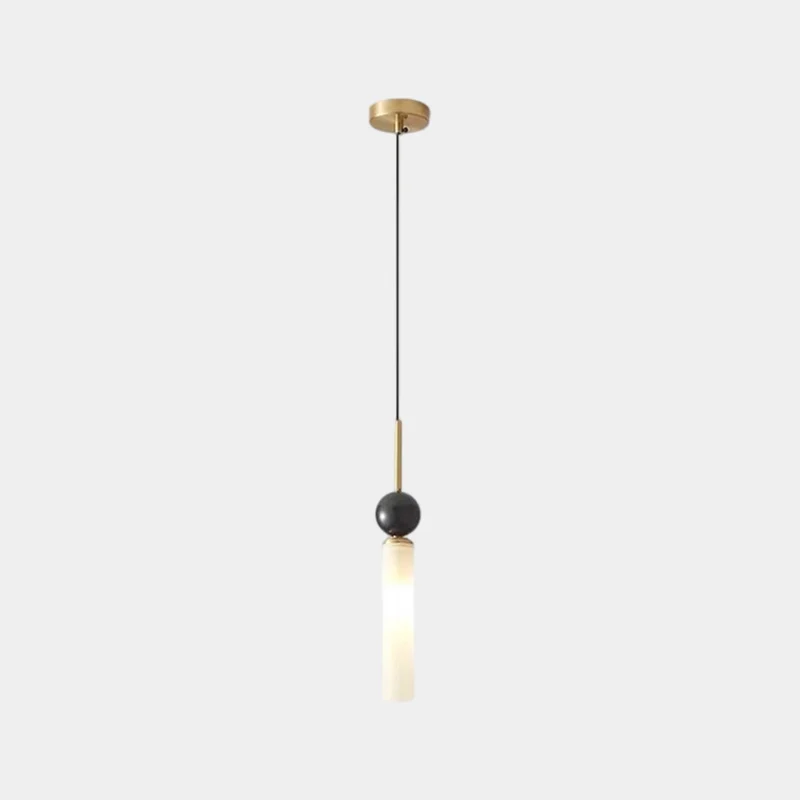 Cylinder Pendant Light Marble Globe Vertical