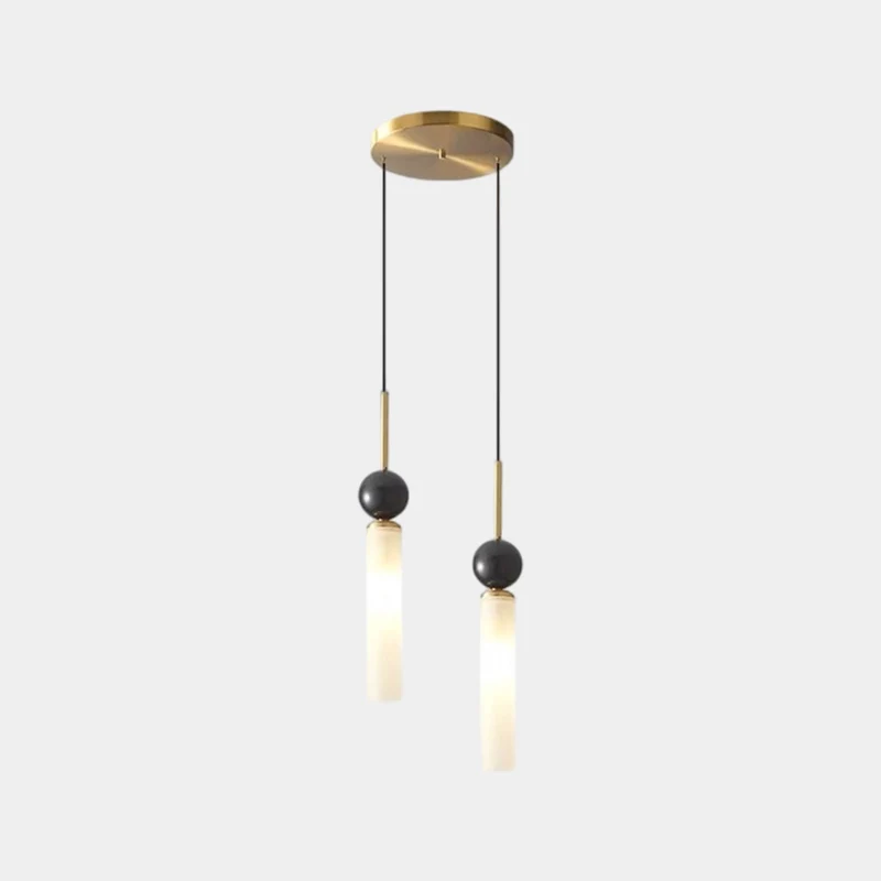 Cylinder Pendant Light Marble Globe Vertical