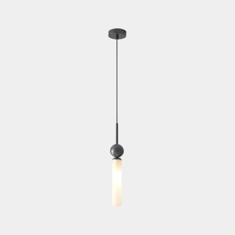 Cylinder Pendant Light Marble Globe Vertical