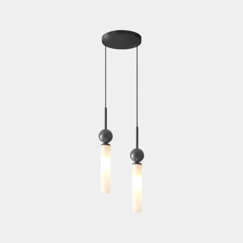 Cylinder Pendant Light Marble Globe Vertical