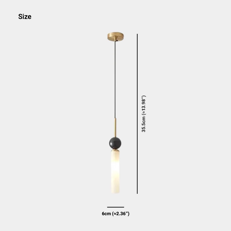 Cylinder Pendant Light Marble Globe Vertical
