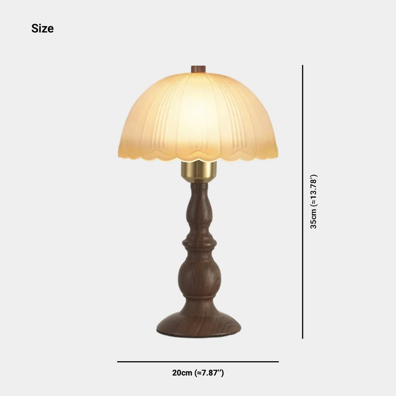 Glass Dome Table Lamp Retro Mushroom Shade