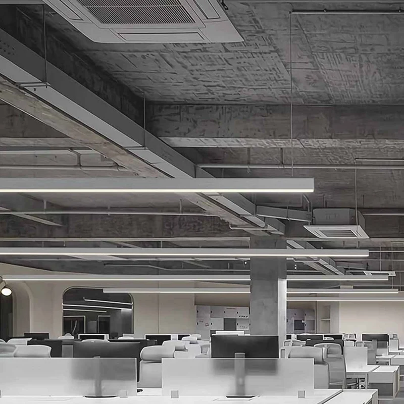 Office Linear Pendant Light Anti-Glare LED, Silver