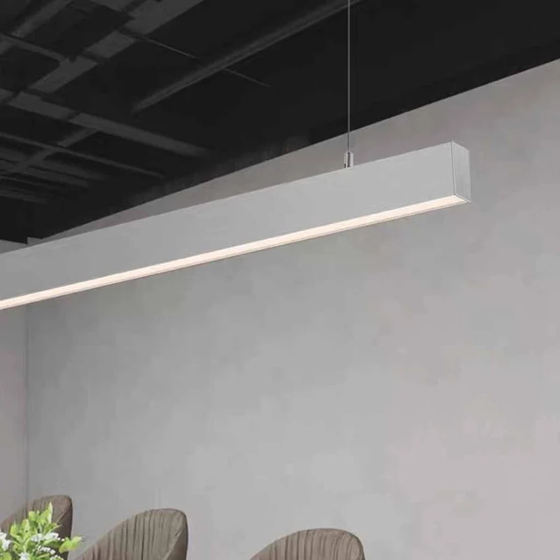Office Linear Pendant Light Anti-Glare LED, Silver