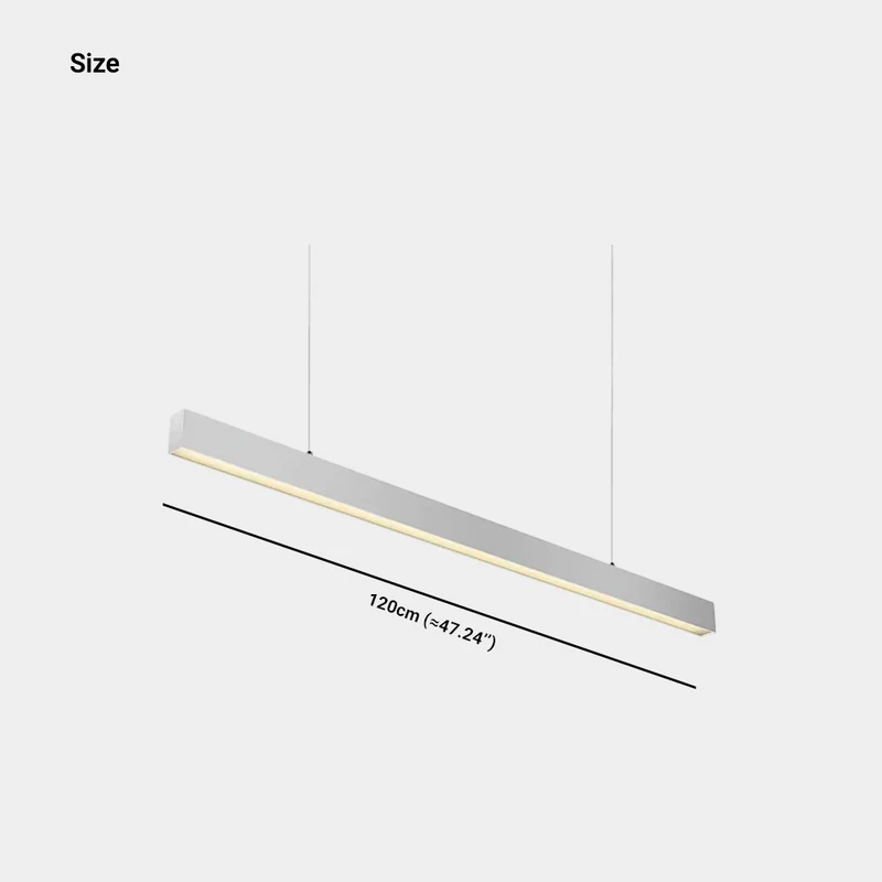 Office Linear Pendant Light Anti-Glare LED, Silver
