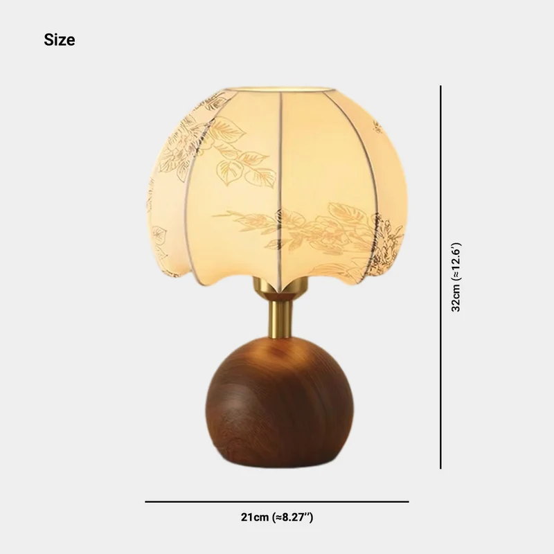 Retro Table Lamp Bedroom Night Light with Fabric Shade