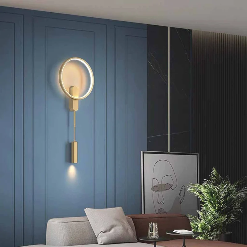 Ring Wall Sconce Light Modern Copper LED, Gold / Black