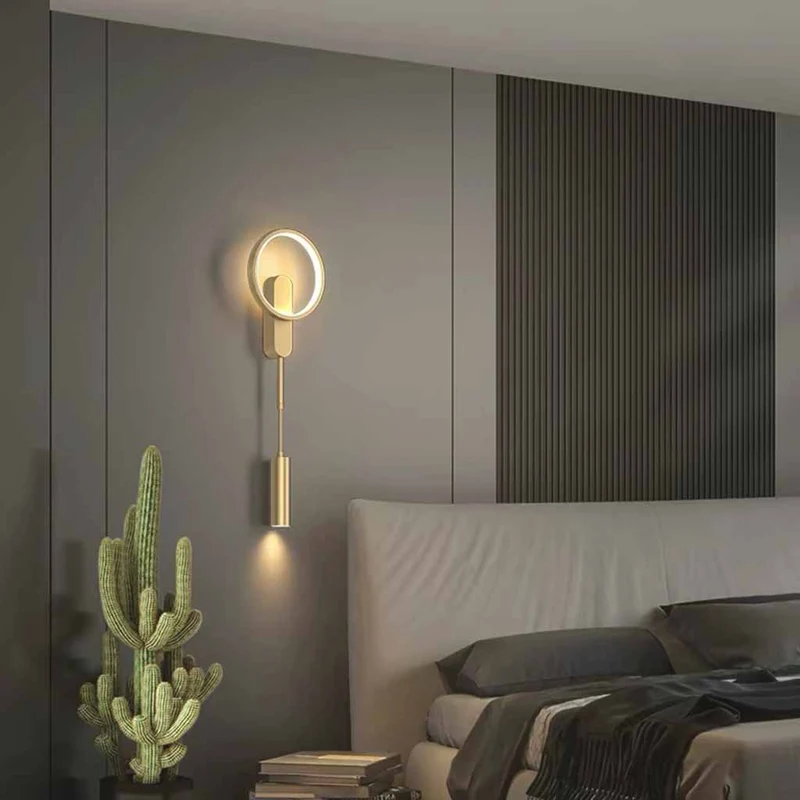 Ring Wall Sconce Light Modern Copper LED, Gold / Black