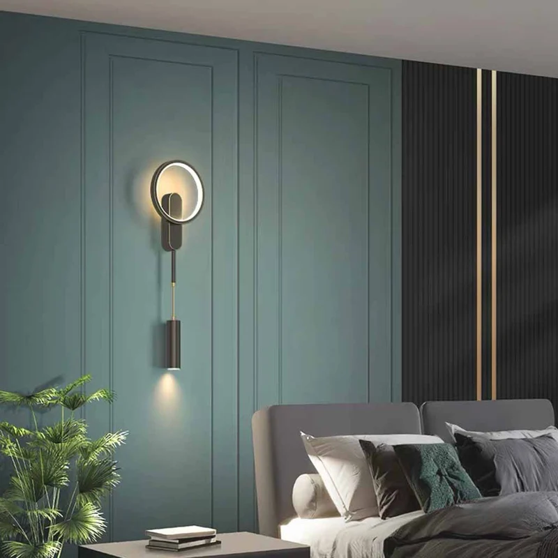 Ring Wall Sconce Light Modern Copper LED, Gold / Black