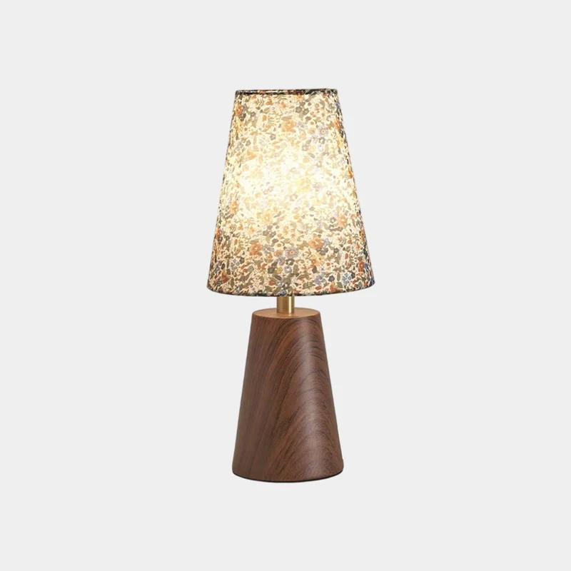 Vintage Fabric Shade Table Lamp with Floral Print