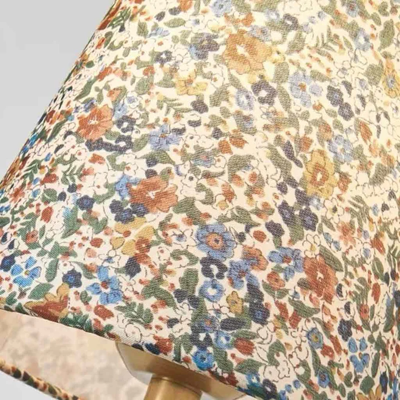 Vintage Fabric Shade Table Lamp with Floral Print