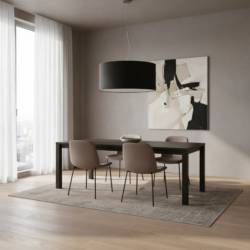 Kronleuchter minimalistisch schwarz 5 Glühbirnen Wohnzimmer - Modell Elaris