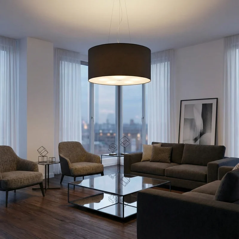 Kronleuchter minimalistisch schwarz 5 Glühbirnen Wohnzimmer - Modell Elaris