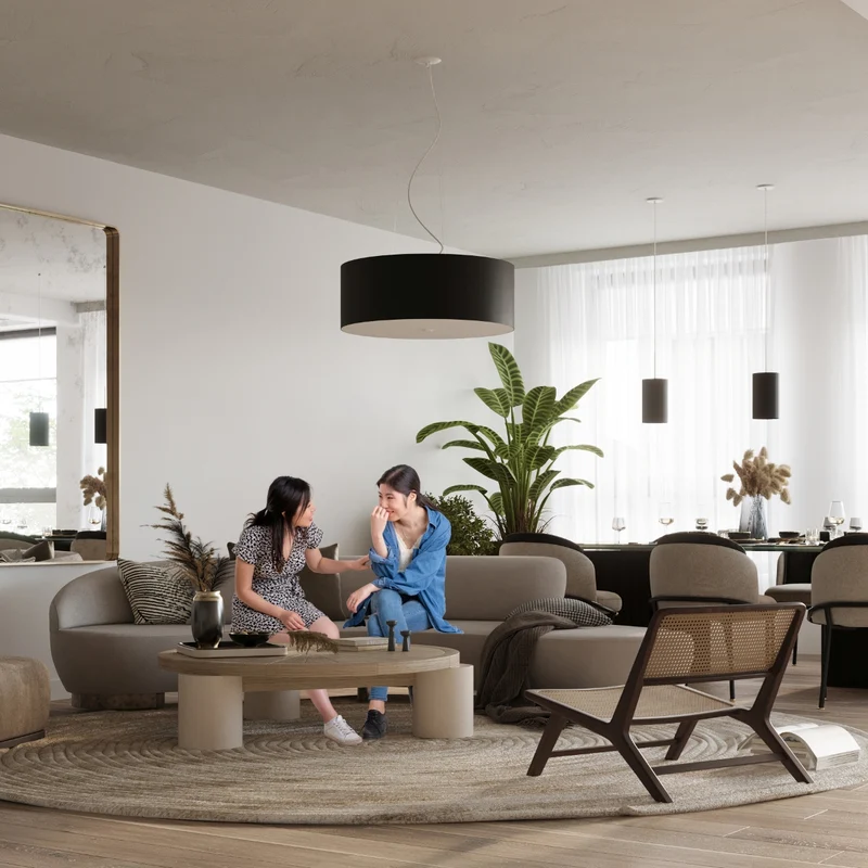 Kronleuchter minimalistisch schwarz 5 Glühbirnen Wohnzimmer - Modell Elaris
