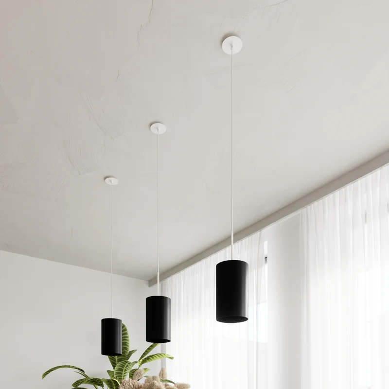 Kronleuchter minimalistisch schwarz 5 Glühbirnen Wohnzimmer - Modell Elaris