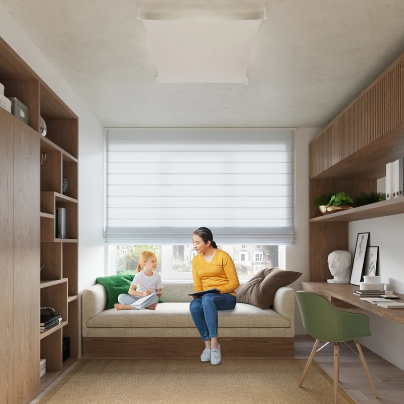 Minimalistische Deckenleuchte aus weißem Stoff für Wohnzimmer – Orphéa