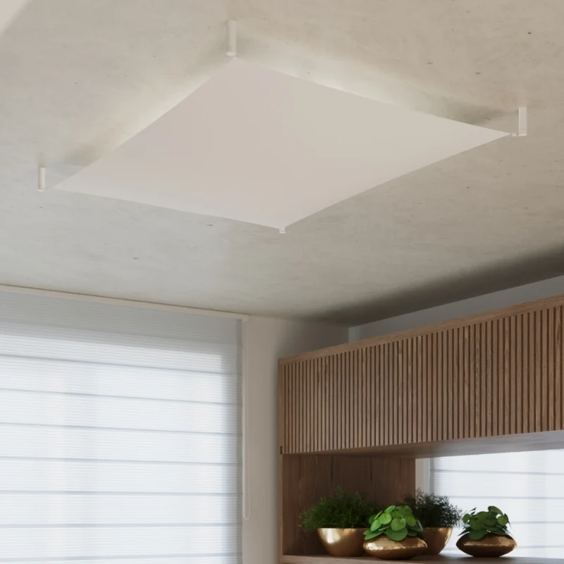 Minimalistische Deckenleuchte aus weißem Stoff für Wohnzimmer – Orphéa