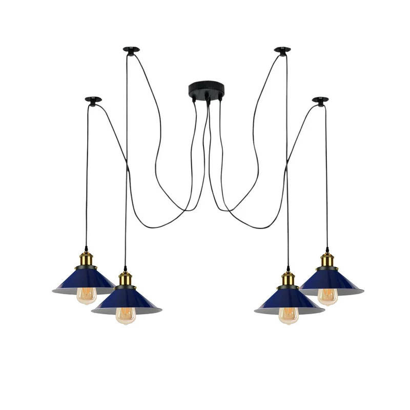 Mehrkopf Industrial Pendelleuchte | 1-9 flammig Spinnen Hängelampe blau~4047