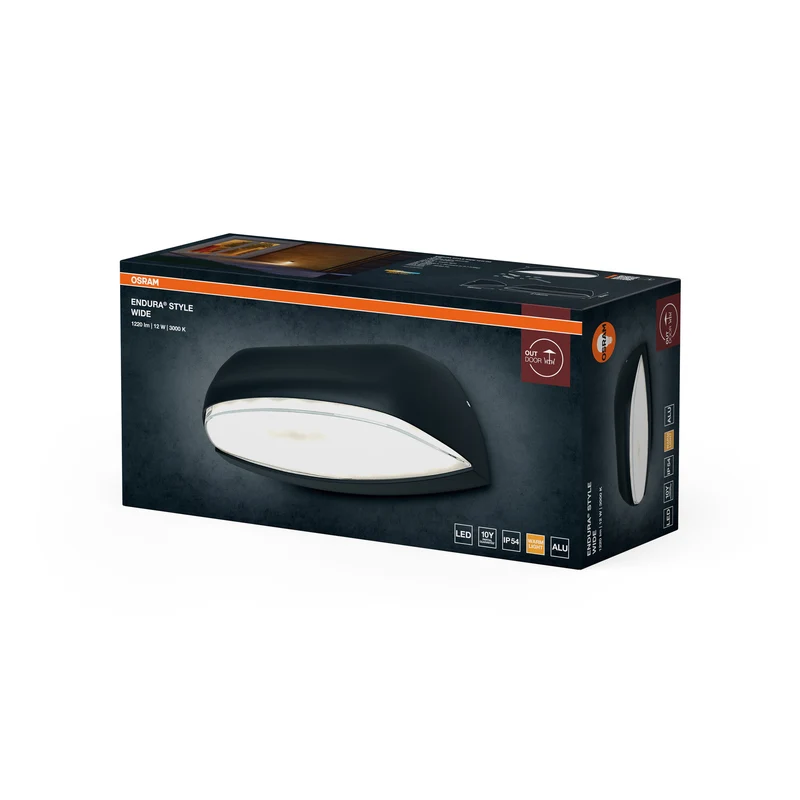 OSRAM ENDURA Style Wide LED-Außenleuchte, klassische Eingangsbeleuchtung mit moderner Lichttechnik in Dunkelgrau, IP44-Schutz, für Außenbereiche