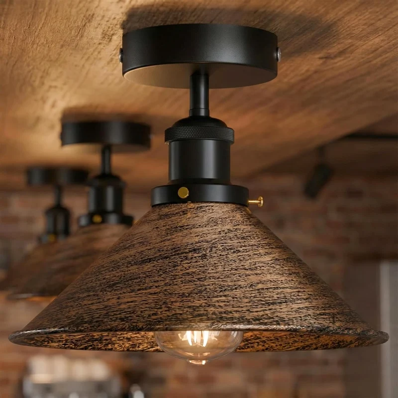 Konische Deckenleuchte – Vintage Unterputz Deckenlampe Flur | Mit Leuchtmittel ~4006