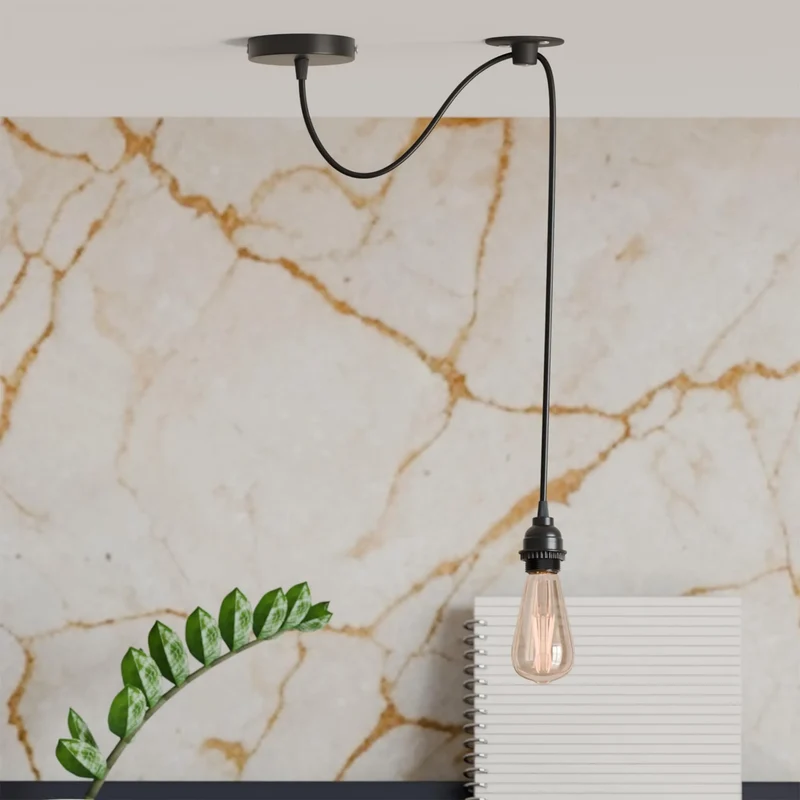 Industrial Swag Pendellampe – Dezentrale Loft Lampe Esstisch | 2m | E27 ~4003